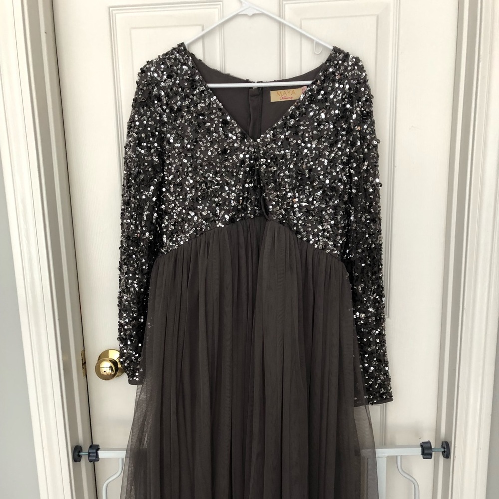 Maya Maternity midi dress sequin and tulle
